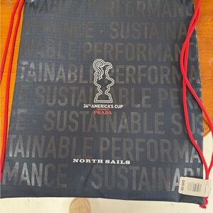 North Sails PRADA America’s Cup Dark Blue and Red Drawstring Backpack NEW